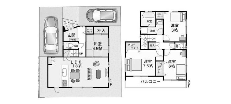 伊丹市 稲野町 間取り図