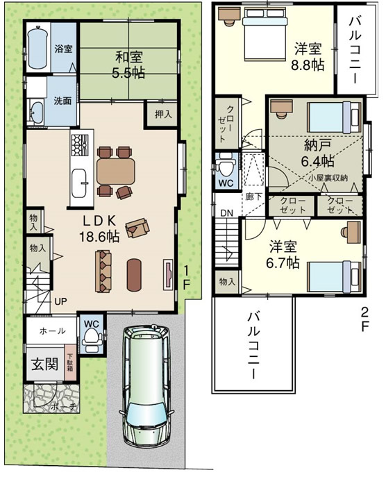 西宮市 西宮北口 新築戸建て 間取り図