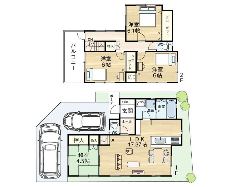 伊丹市 大野 新築戸建て 間取り図1