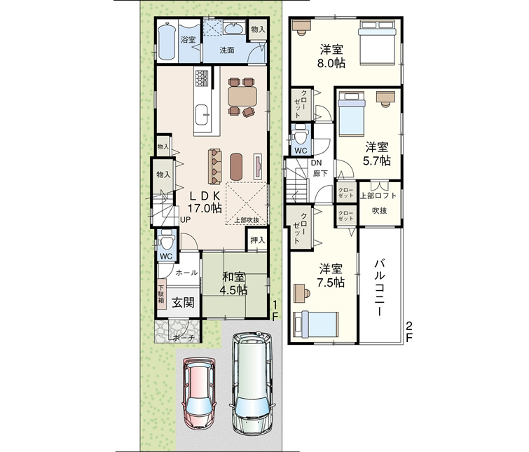 西宮市 里中町 新築戸建て 間取り図